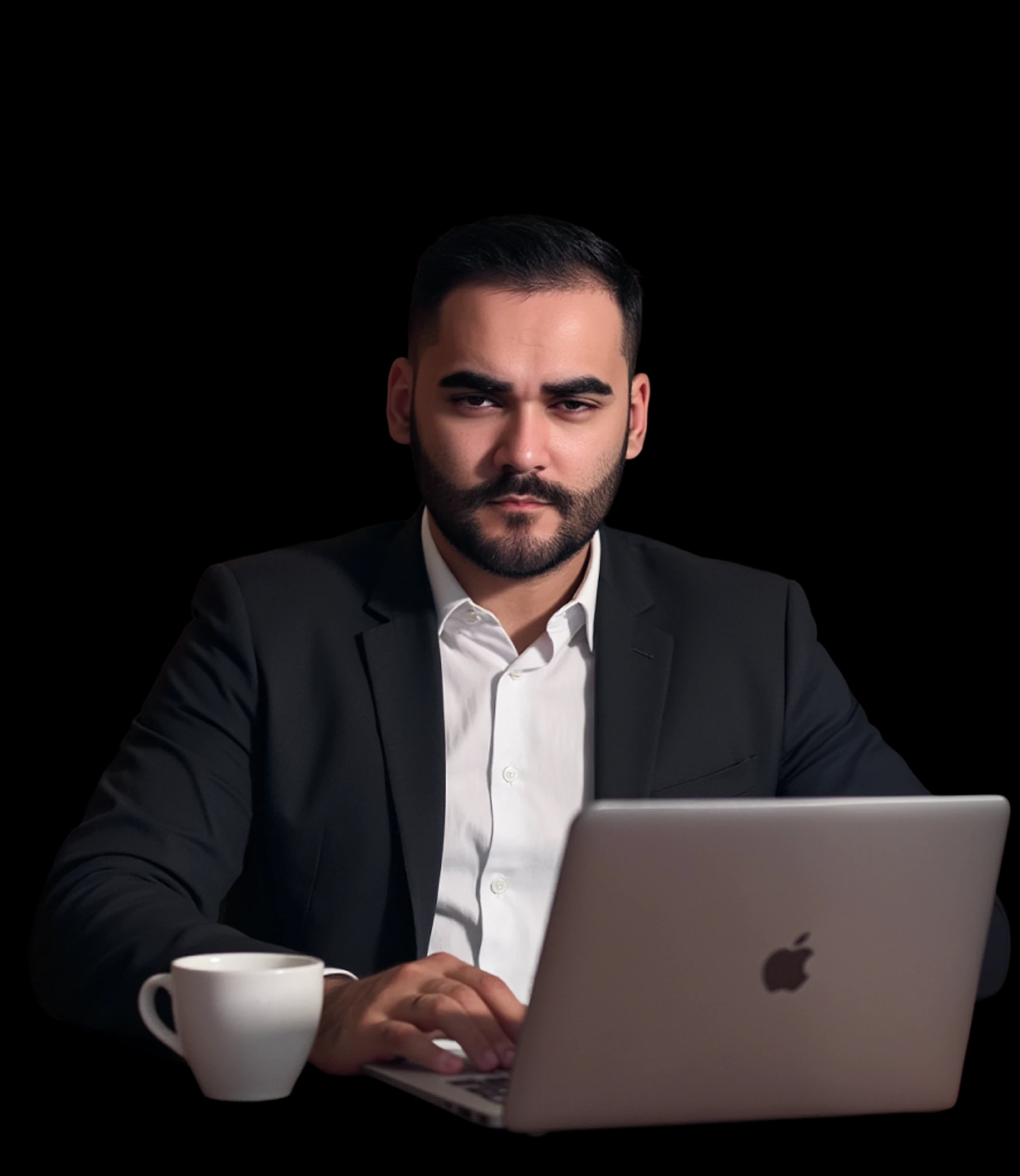 Eng. Marcelo Ximenez com notebook, pronto para atender o seu projeto
